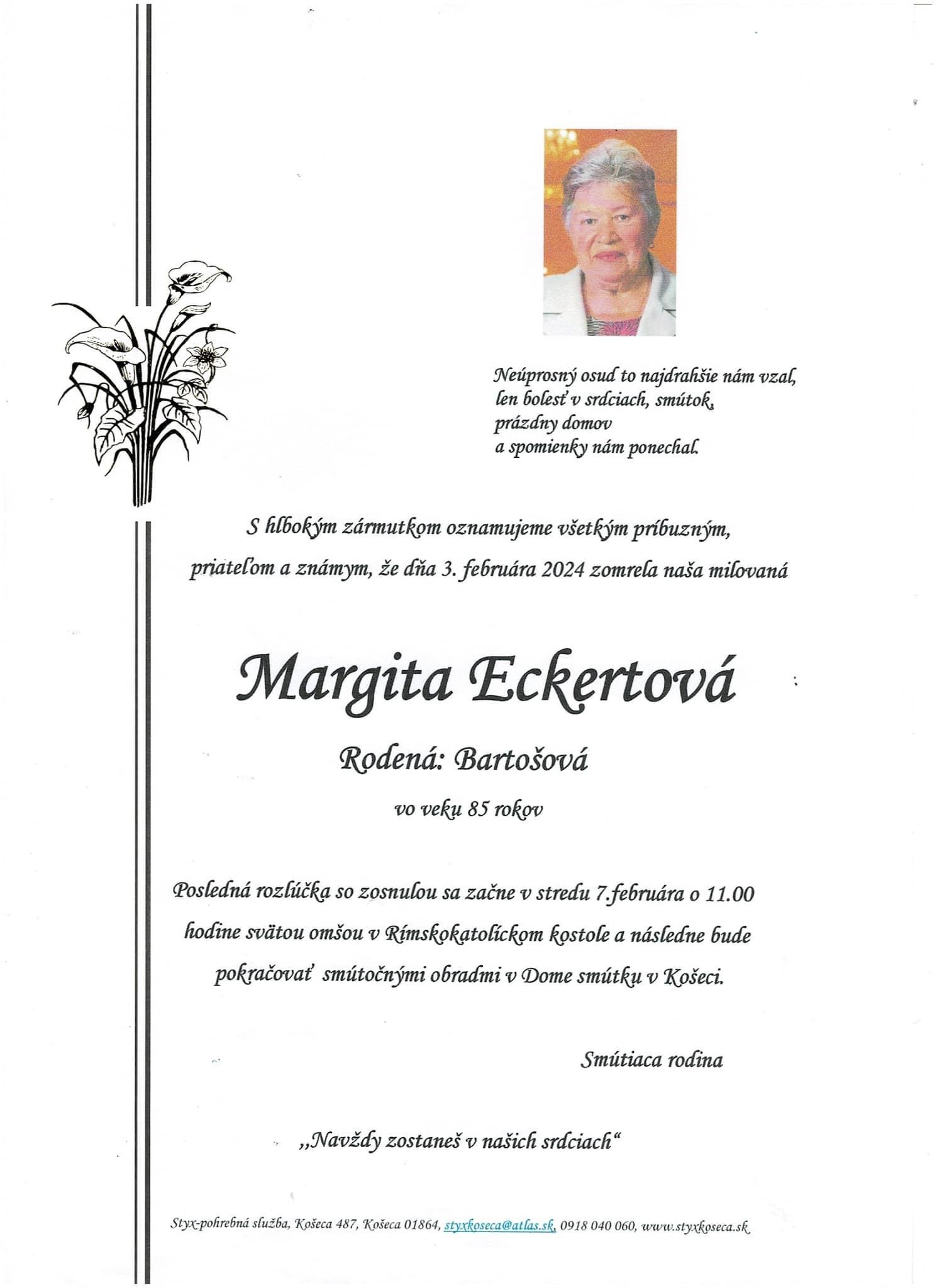 smutocne oznamenie Margita Eckertova